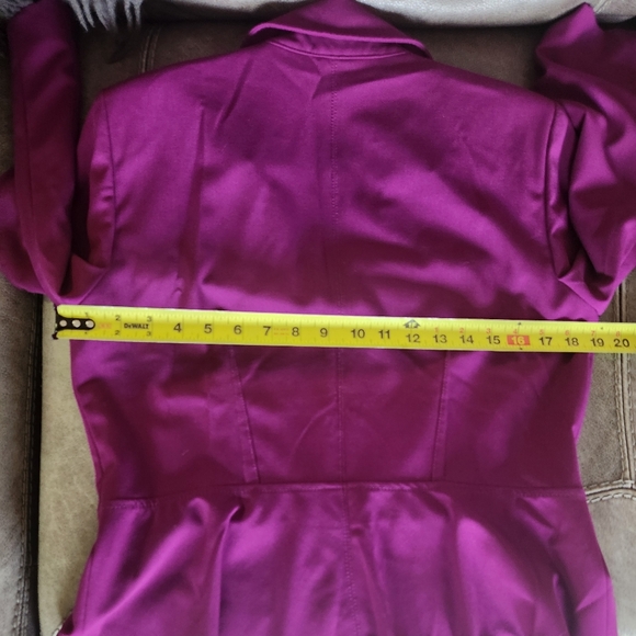 Tahari ASL Purple Zip Front Peplum Style Military Button Blazer Jacket Sz 10 - Picture 9 of 9